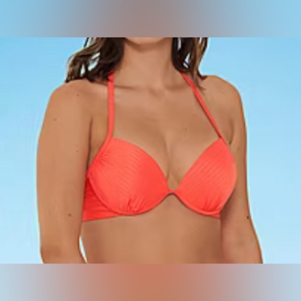 NEW-Mynah Artistic Blooms Bra Bikini Swimsuit Top. Medium. 
Color - Aloha Coral